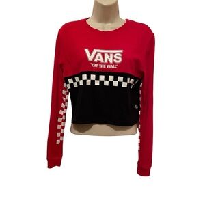 Vans Women’s Long Sleeve Cropped T-Shirt Red and black Size Small